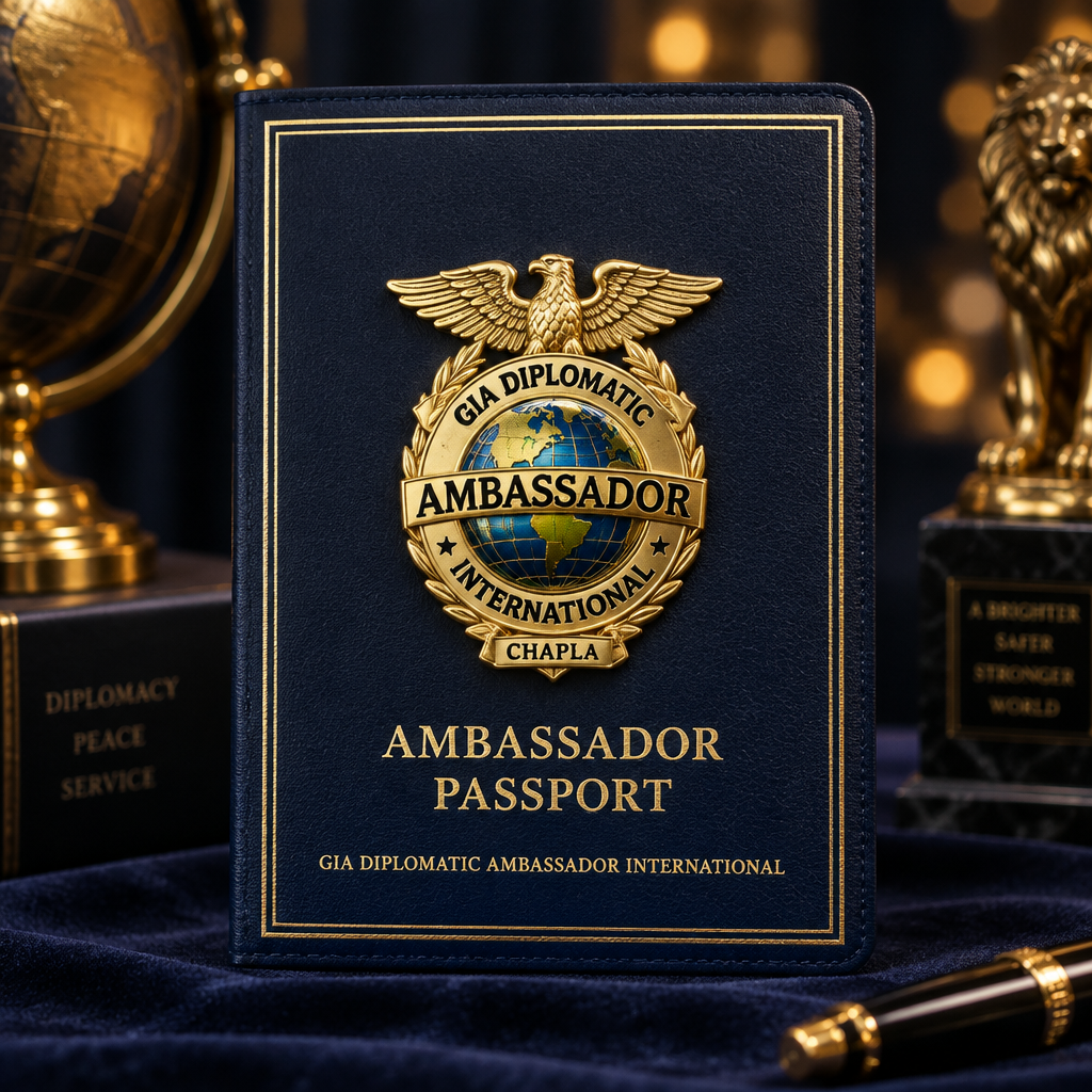 Navy GIA Ambassador Passport with gold crest